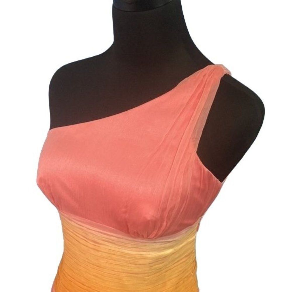 NWT Laundry by Shelli Segal Silk Dress One Shoulder Pink Yellow Size 2 - Picture 9 of 12